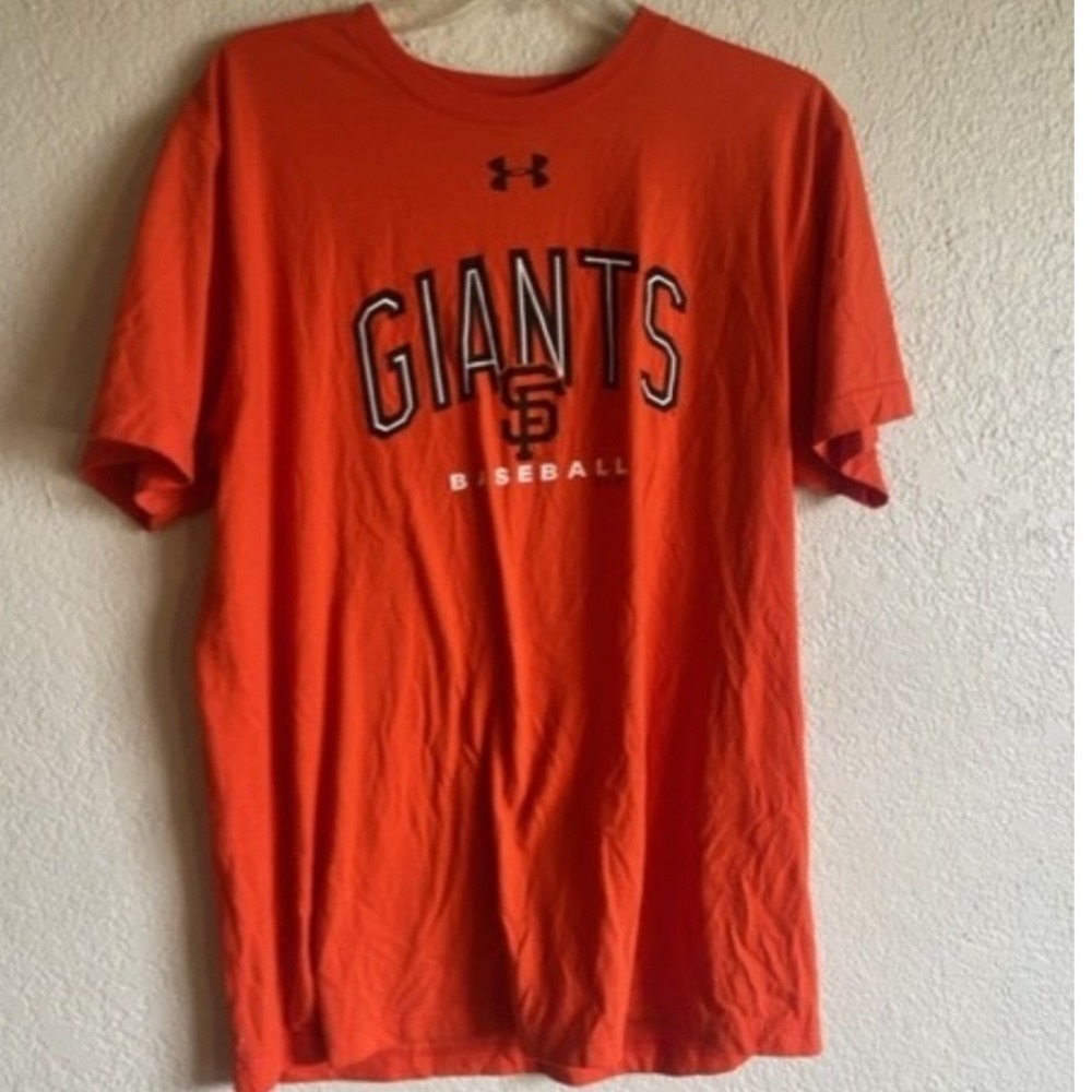 Under Armour SF San Francisco Giants HeatGear T-Shirt Men's Large Orange MLB EUC